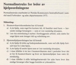 Husmorvikar Norske Kommuners Sentalforbunds normalinstruks for leder av hjelpeordningene. Målsetting for husmorvikarer..png