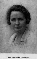 Fru Mathilde Hvidsten. Fra boka Godtemplarordenen i Norge 1892-1927