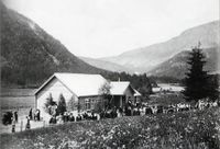 Menighetshuset Tabernaklet i Kleivgrend i Fyresdal ved innviinga 1936.