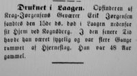 Indhereds-Posten 19.09.1896: faksimile, Erik Jørgensens dødsfall.