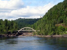 Brua fra 1945 som førte sidespor fra Setesdalsbanen inn til anleggsområdet. Foto: Siri Johannessen (2017).