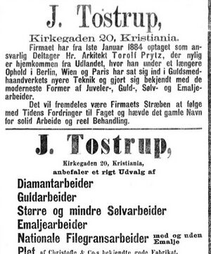 J. Tostrup annonse Aftenposten 1884.jpg