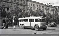 Trolleybuss ved Nørreport stasjon i København. Foto: Jacobus Jan Hendrik Meulman (1952).