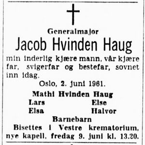 Jacob Hvinden Haug dødsannonse Aftenposten.JPG