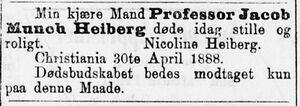 Jacob Munch Heiberg dødsannonse 1888.jpg
