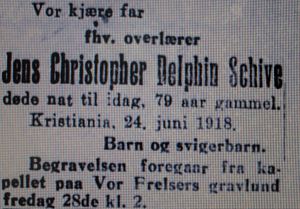 Jens Christopher Delphin Schive dødsannonse Aftenposten.JPG
