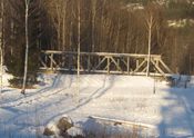 Jernbanebru på Numedalsbanen over Nørdsteåe i sentrum av Veggli. Foto: Stig Rune Pedersen