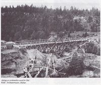 Jernbanebru på Hovedbanen nord for Dal 1853. Kilde: Jernbanemuseet