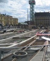 Jernbanetorget i 2008: omfattende vegarbeider. Foto: Stig Rune Pedersen