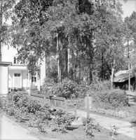 Hageanlegget på Rena stasjon 1957. Foto Jernbanemuseet.