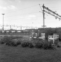 Parkanlegget på gamle Alnabru stasjon 1957. Foto Jernbanemuseet.