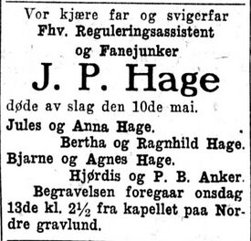 Dødsannose i samme avis.