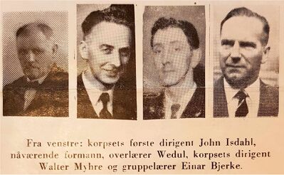 John Isdahl, overlærer Wedul, Walter Myhre, gruppelærer Einar Bjerke
