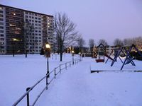 Julepyntet borettslag. Juletre og julenek. Rødtvet borettslag, 2012. (Ida Tolgensbakk)