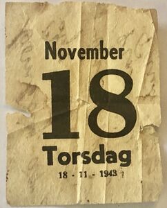 Kalenderlapp for 18. november 1943.