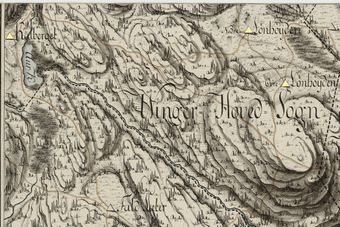 Kalvberget under Skinnarbøl Kongsvinger kart 1781.jpg