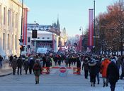 Karl Johans gate under kongeparets 25-årsjubileum 17. januar 2016. Foto: Stig Rune Pedersen