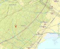 Kart som viser beliggenheten av plassen, omtrent 1 kilometer meter nordvest for gårdstunet på Søndre Hegstad