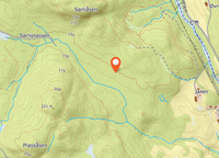 Kart som viser beliggenheten av plassen omtrent 1 kilometer nordvest for gårdstunet