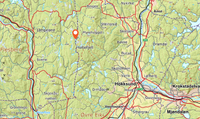 Kart som viser beliggenheten av Grølla, 7-8 km øst for Numedal og cirka 13 km nordvest for Hokksund.