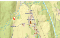 Kart som viser beliggenheten av plassen omtrent 400 meter vest for gårdstunet på Mellom-Holte