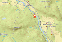 Kart som viser beliggenheten av plassen, omtrent 1 kilometer nordvest for gårdstunet på Jaren