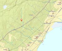 Kart som viser beliggenheten av plassen, omtrent 1 kilometer meter nordvest for gårdstunet på Søndre Hegstad