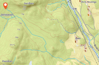 Kart som viser beliggenheten av plassen omtrent 300 meter sørvest for det høyeste punktet på Sørliåsen