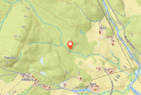 Kart som viser beliggenheten av plassen omtrent 600 meter nordvest for gårdstunet