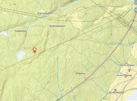 Kart som viser beliggenheten av plassen, sørøst for Løkenveien og Lundteigtjenn