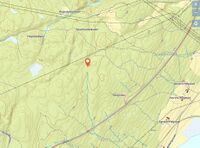 Kart som viser beliggenheten av plassen, omtrent 1 kilometer meter nordvest for gårdstunet på Midtre Hegstad