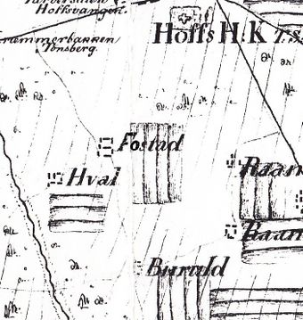 Kart Østre Toten 1819 utsnitt Fostadny.jpg