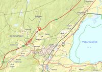 Kart som viser beliggenheten en drøy kilometer nordvest for tettstedet Darbu
