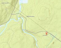 Kart som viser beliggenheten ved Lonemarkaveien, et par hundre meter nordøst for Dørja.