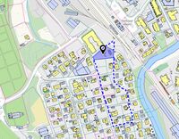 Kart som viser dagens eiendom samt den opprinnelige størrelsen.