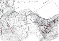Kart over Djuvika og Botnen. Her løypestrengane teikna på med nummer.