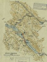 Kart over Gullnes kobberverk. Fra NGU Bergarkivets rapport 607. (1943)