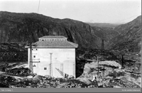 Katterat transformatorstasjon fra 1923. Foto: E. Solberg/Norsk Jernbanemuseum (1922-1923).