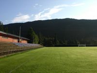 Fotballbane med gress.