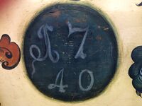 Kiste 1740 årstall. Stammer fra Aase Wethal, Lillestrøm.