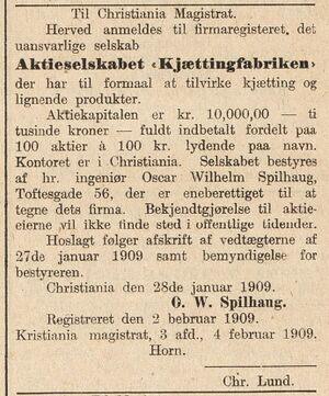 Kjættingfabrikken etablering kunngjøring 1909.jpg