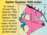 Kjeller 1939. Svensk Flygkalender oppgir at det finnes to kryssende gressbaner: En nord-syd på 1000 m og en øst-vest på 800 meter.