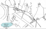 På kartskissen fra 1943 ser vi at Hus 22 ligger midt under innflygingstraseen til den tyske treplankebanen fra 1940.