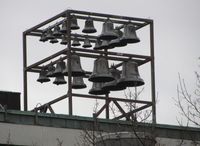 Klokkespill på taket av Møllergaten 9 i Tønsberg, produsert av Olsen Nauen (1971). Foto: Stig Rune Pedersen