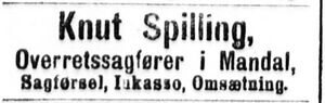 Knut Spilling annonse Aftenposten 1892.JPG