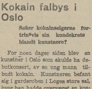 Kokain i Oslo 1930 avisa Østlandet.JPG