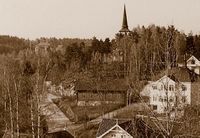Kolbotn gamle skole ca 1950. Foto: Kjell Dybdahl.