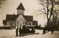 Kirka i 1940-åra. Foto: Ukjent .