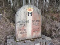 Haakon VIIs monogram på grensestein mellom Østre Toten og Eidsvoll (Feiring). Foto: Stig Rune Pedersen