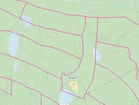 Kart som viser grensene for eiendommen og beliggenheten på tvers av de andre skogstykkene under gården Teigen.